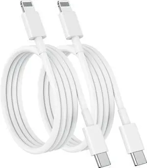 JAENFONG USB C to Lightning Cable (2pack 6ft) MFi Certified iPhone Fast Charger 2m Power Delivery Original Type C Charging Cord for iPhone 13/12/11 Pro/11/XS MAX/XR/8/7/6s Plus iPad (White)