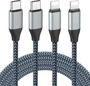 JAENFONG USB C to Lightning Cable 10FT 2Pack 20W MFi Certified iPhone Fast Charger Sync Nylon Braided Type C Charging Cord Compatible with iPhone 14/14Plus/13/13Mini/13ProMax/12/12Pro Max/11/11Pro/XS