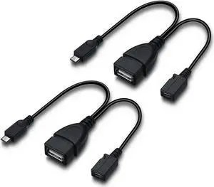 JAENFONG Micro USB to USB Port Adapter (OTG Cable + Power Cable) for Firestick Streaming TV Sticks Media Devices Android Phone Tablet - 2 Pack