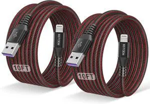 JAENFONG 2Pack for iPhone Charger Cable 10 Ft Long Lightning for Charging Cord 10ft for iPhone 14/13/12/11 Pro/X/Xs Max/XR/8 Plus/7/6/5/SE for IPad USB Charge Wire 10 Foot