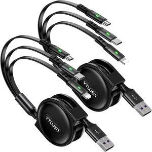 JAENFONG Coiled Multi Charging Cable 3A 2Pack Retractable Lightning Cable Multi Charger Cable 4Ft for Car Retractable Car Charger with IP/Type C/Micro Ports for iPhone/iPad/ Galaxy/Tablets/PS & More JAENFONG Coiled Multi Charging Cable 3A 2Pack Retractable Lightning Cable Multi Charger Cable 4Ft for Car Retractable Car Charger with IP/Type C/Micro Ports for iPhone/iPad/ Galaxy/Tablets/PS & More