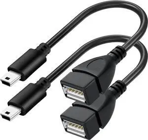 JAENFONG (2 Pack Mini USB OTG Cable for Digital Cameras - USB A Female to Mini USB B 5 Pin Male Adapter Cable