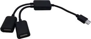 JAENFONG zdyGCTime Micro USB Host Cable Micro USB Male to 2X Type A Dual USB Female OTG Adapter Converter Hub for Android Tablet Pc and Smart Phone Black