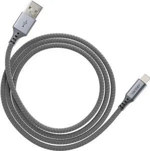 JAENFONG ChargeSync Alloy Lightning Cable | Universally Compatible with iPhone Devices Fast Charging Tangle-Resistant Cord Mfi Certified No-Fray Durability | 4Ft Steel Gray (509320)