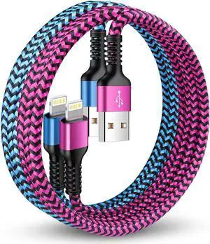 JAENFONG iPhone Charger Cable [2pack/3ft] Lightning Cord for iPhone 14 Pro Max 13 12 Pro/11/XS/XR/X/8 Plus/7 iPad mini iPad Air USB-A Braided Rapid Charge Core Recharger Power Cargador Data Line