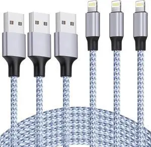 JAENFONG iPhone Charger 3pack 6ft MFi Certified Best New Nylon Braided Lightning Cable Cell Phone Fast Charger Cord Compatible with iPhone14/13/12/11Pro Max/XS/XR/X/8/7/6/5/SE/iPad More