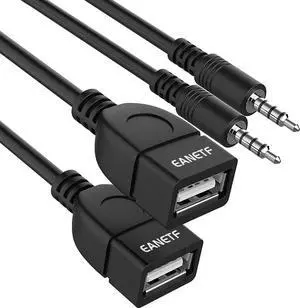 JAENFONG USB to Aux Audio Adapter 2PCS 3.5mm Male to USB Female for Playing Music with U-Disk in Your Car orked only When Your CAR 3.5mm AUX Port Must has Audio decoding Function- No Power Supply