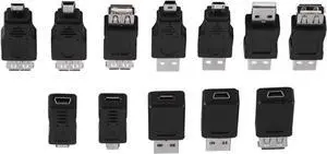 JAENFONG OTG Adapter 2.0 USB Connector Types Converter 12Pcs Micro USB to USB Adapter Set Multiple Small USB Adapter Variety Black Phone Cable Converter for Data Transfer
