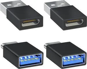 JAENFONG USB to USB C Adapter 4-Pack [2 Type C Female to A Male Charger Converters] & [2 USB C Male to USB Female] for Watch Ultra 8 9 iPhone 15 Pro Max 14 13 12 AirPods (Black)