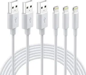 Lightning Cable MFi Certified - iPhone Charger 3Pack 6FT Lightning to USB A Charging Cable Cord Compatible with iPhone 14 13 12 Mini Pro Max SE 11 Xs Max XR X 8 7 6 Plus 5S iPad Pro Airpods - White