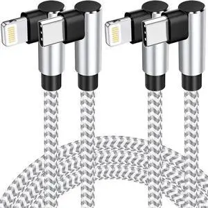 JAENFONG 2Pack 6FT USB C to Lightning Cable MFi Certified Long iPhone Fast Charging Cord 90 Degree Nylon Braided Type C Lightning Cable Compatible with iPhone 14/13/12/11 Pro Max Xr Xs iPad and More JAENFONG 2Pack 6FT USB C to Lightning Cable MFi Certified Long iPhone Fast Charging Cord 90 Degree Nylon Braided Type C Lightning Cable Compatible with iPhone 14/13/12/11 Pro Max Xr Xs iPad and More