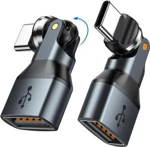 JAENFONG USB C to USB Adapter [2 Pack] Can be Rotated 540 Degrees for Use USB C Male to USB Female 2.0 Adapter Type C to USB A OTG Adapter for MacBook Pro Phone 15 16 Pro Max Pad Mini/Pro Galaxy