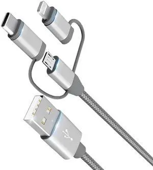 JAENFONG [ MFi Certified 3 in 1 Charging Cable Adapter with Lightning/Type-C/Micro USB Cable for iPhone 16/15/14 iPad HTC LG Galaxy Xperia Car Play (1 Pack 3.4ft) JAENFONG [ MFi Certified 3 in 1 Charging Cable Adapter with Lightning/Type-C/Micro USB Cable for iPhone 16/15/14 iPad HTC LG Galaxy Xperia Car Play (1 Pack 3.4ft)