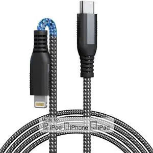 JAENFONG Long USB C to Lightning Cable 20FT/6M MFi Certified Type C Power Delivery iPhone Fast Charger Cable Nylon Braided PD20W Fast Charging iPhone Cord for iPhone16/15/14/13/12/11/XS/XR/X/8/iPad