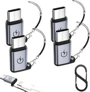 JAENFONG iPhone to USB C Adapter (4Pack) Type C Charger Connector Cable for iPhone 16 15 14 Plus Pro Max S24 iPad Air Fast Charging and Data Transfer Not for Audio/Headphones/OTG