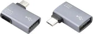 JAENFONG 90 Degree Left & Right Angle Micro USB OTG Adapter Supports Flash Drives External Hard Drives & More Powers USB 2.0 Peripherals