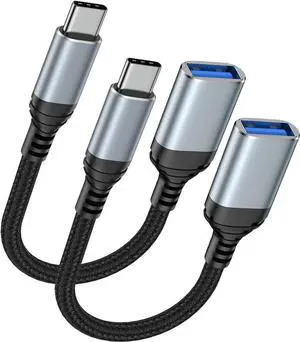 JAENFONGUSB C to USB Adapter for iPhone 16 Pro Max 16 Plus 16e 15 Galaxy S25 S24 2 Pack USB 3.0 OTG Cable Converter Type C Male to USB A Female Camera Adapter for Card Reader Flash Drive MIDI Keyboard