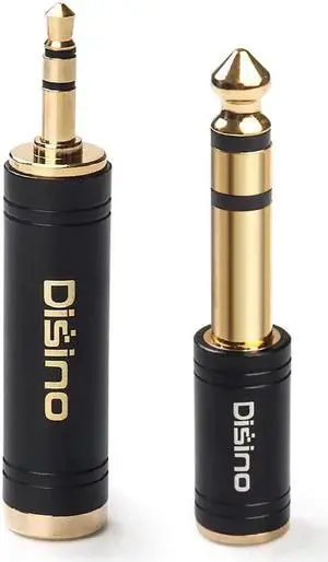 JAENFONG 3.5mm to 1/4 Inch Headphone Adapter 1/4 Inch Jack Male to 1/8 Inch Female Mini Jack Stereo Adapter Gold-Plated Pure Copper Aux Audio Interface Headphone Converter Black - 2 Pack