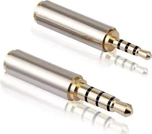 JAENFONG 2.5mm to 3.5mm Adapter and 3.5mm to 2.5mm Adapter Gold Plated Jack Stereo Full Metal Connector Converter for Smartphones Headphone Mic Tablets Support MIC Function