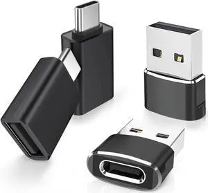 JAENFONG 4Pack USB to USB C Adapter&Type C Male to 3.0 Female Charger Thunderbolt 4 to Type A OTG Converter for iPhone 16 15 14 Pro Max Plus Mouse Keyboard Galaxy S23 S24 MacBook Watch