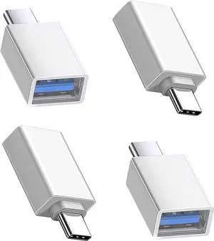JAENFONG 4 Pack USBc Male to USBa Female Adapter OTG Converter with 5/10 Gbps High Speed Data Transfer USB to USBC Adapter Compatible with iWatch iPhone 16/15 MacBook etc.