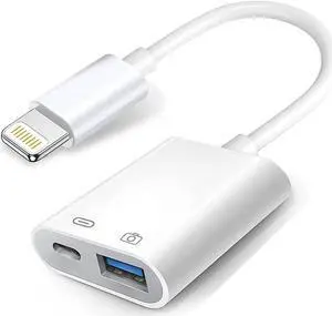 JAENFONG Lightning to USB Camera Adapter with Charging Port USB 3.0 OTG Cable for iPhone/iPad to Connect Card Reader USB Flash Drive U Disk Keyboard Mouse Hubs MIDI Plug & Play