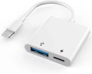 [ MFi Certified] Lightning to USB OTG Adapter for iPhone 14 USB3.0 Camera Adapter with Fast Charging Port for iPhone14/13/12/11/XS/X/8/7/6/SE/iPad/Card Reader/USB Flash Drive/Keyboard/Mouse