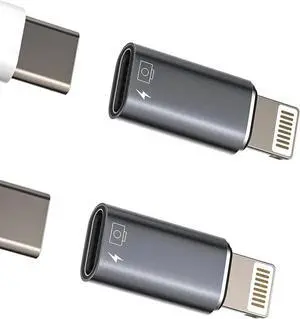iPhone OTG Adapter(2Pack) Type-c Headphone Dongle USB C Female to Lightning Male Charger Data Sync Converter Camera Card Reader Flash Drive Mouse Keyboard for 11 12 13 14 Pro Max Xr X Xs 8 7 Plus
