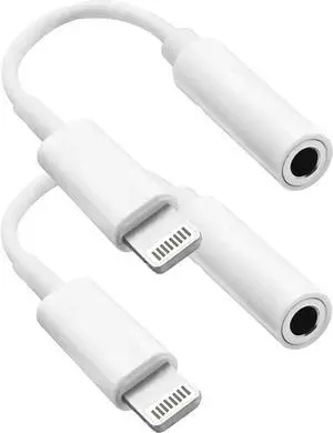 [ MFi Certified] 2 Pack for iPhone 3.5mm Headphones Adapter Lightning to 3.5 mm Headphone/Earphone Jack Converter Audio Aux Dongle Compatible with iPhone 14 13 12 11 Pro XR XS Max X 8 7.