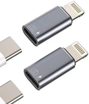 USB C Female to Lightning Male for iPhone OTG Adapter(2Pack) Charger Data Sync Dongle Type-c Camera Card Reader Flash Drive Keyboard Mouse U Disk Converter for 14 13 11 12 Pro Max X Xs 8 7 Plus