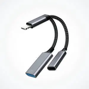 Iphone OTG Adapter Charger Cable Lightning Male to USB Female Splitter Camera Memory Flash Drive Cord Card Reader Mouse Keyboard for Certified 13 12 11 Pro Max X Xs 7 8 Ipad Air Dongle Converter