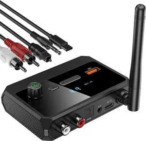 Bluetooth 5.3 Receiver for Home Stereo Optical Low Latency & HD Music Audio Bluetooth to RCA Adapter for Stereo/Speakers/Wired Speakers/Home Audio Music Streaming Stereo System Support AUX/USB