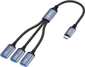 JAENFONG USB C to USB Adapter USB Female to USB C Male Cable Adapter for Data Transfer/Charging Triple USB OTG Adapter Compatible with Laptop MacBook iPhone 15/16