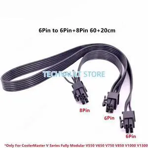 JAENFONG PCIe 6Pin to 6Pin+8Pin(6+2Pin) GPU Power Cable 60CM 18AWG  Compatible with CoolerMaster V850 V1000 V1300 PLATINUM Full-Modular PSUs