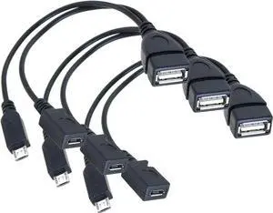 JAENFONG 3PCS 20cm 2 in 1 Cable Micro USB Male to USB Female OTG Cable OTG Adapter Cable for Android and Windows