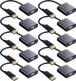 JAENFONG 20 Pack HDMI to VGA Adapter Converter Bulk Gold Plated Black HDMI to VGA Cable Compatible with Raspberry Pi Computer Desktop Laptop Monitor HDTV Projector