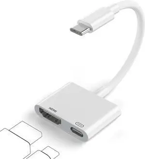 USB-C to HDMI Adapter for iPhone 17 16 15 MacBook iPad 4K@60Hz Type C to HDMI Adapter with 100W PD Multiport Digital AV Converter for Galaxy Pixel Tablets Switch Laptop to HDTV Projector Monitor