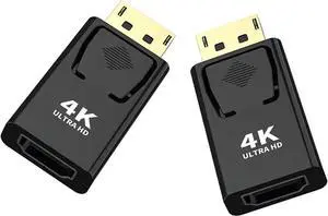 JAENFONG Displayport to HDMI ConverterDP to HDMI Adapter [2-Pack] 3840x2160p Male to Female Converter Compatible with Computer Desktop Labtop PC Monitor HDTV - Gold Plated