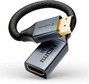 JAENFONG 8K Short HDMI Extender Cable 0.6 FT Ideal for Tight Spaces HDMI Extension Male to Female Adapter Compatible with TV Stick HDTV Game Console Laptop (1 Pack 0.6FT)