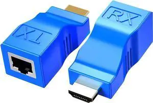 JAENFONG HDMI Extender Adapter HDMI to RJ45 Ethernet Network Converter Over by Cat5-e/6 Cable Splitter 1080p up to 30m/98ft Repeater for HDTV HD TV DVD PS4 STB