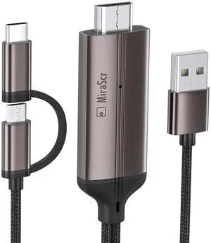 JAENFONG 2-in-1 USB Type C/Micro USB Android Phone to TV HDMI Cable MHL to HDMI Adapter 1080P HD HDTV Mirroring & Charging Cable for Most Android Smartphones Tablets to TV/Projector/Monitor 6.6ft