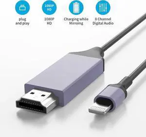 [ MFi Certified] Lightning to HDMI Cable Adapter for iPhone 1080P Lightning to HDMI Digital AV Adapter HDTV Cord Compatible with iPhone 14 13 12 11 Pro Max XS XR X 8 to TV Projector Monitor