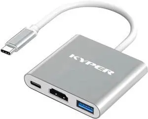 JAENFONG US-984K USB C to HDMI Adapter 4K HDMI to USB-C Adapter 100W PD & USB 3.0 Multiport Digital AV Converter for MacBook Pro/Air iPad iPhone 15/16 Tablets Switch TV Monitor (1 Silver)