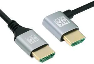 JAENFONG HDMI 2.1 Ultra Thin HDTV Cable 8K 4K Hyper Super Flexible Slim Cord Left Angled 90 Degree Type-A Male to Male for Computer HDTV 100CM