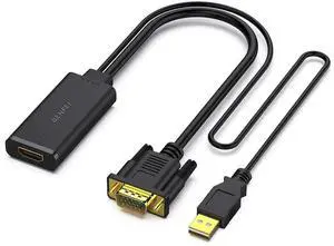 JAENFONG VGA to HDMI Adapter 1080P Converter with Audio from Computer/Laptop VGA Source to HDMI TV/Monitor