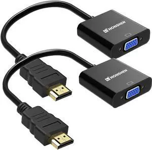 JAENFONG HDMI to VGA 2Pack Gold-Plated HDMI Male to VGA Female Converter Adapter for Computer Desktop PC Laptop HDTV Monitor Projector Chromebook Raspberry Pi Xbox