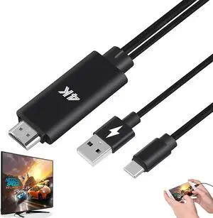 HDMI Adapter MHL Converter Cable 4K HD Video Digital HDTV Cord w/Charging for iPhone 15 Pro Max Plus Galaxy S23 S22 Ultra S21 S20 S10 Note 20 USB Type C Android Phones to Projector Monitor TV