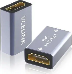 JAENFONG HDMI Coupler 8K HDMI 2.1 Female to Female Extension Adapter to Extend 2 Short Cables Support 8K@60Hz / 4K@120Hz 120UHD 3D HDR ARC Compatible with Laptop PC Monitor TV 2 Pack