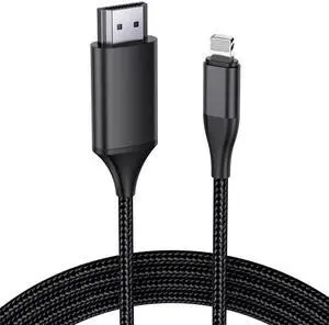 JAENFONG HDMI Cable for iPhone 6.6ft Upgraded 1080P HDTV HDMI Cable Adapter Connector Digital AV Video Sync Screen Compatible Converter for iPhone/i-Pad Devices(6.6ft Grey)