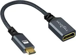 JAENFONG Mini HDMI to HDMI Adapter Mini HDMI Male to HDMI Female Cable Adapter Support 1080P Full HD 4K 3D for DSLR Camera Camcorder Graphics Card Laptop Tablet HDTV Projector0.6FT